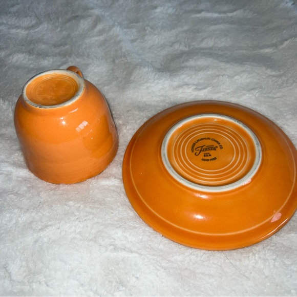 Fiestaware Persimmon Orange Tangerine Cup And Saucer Set Made In USA - Picture 3 of 4